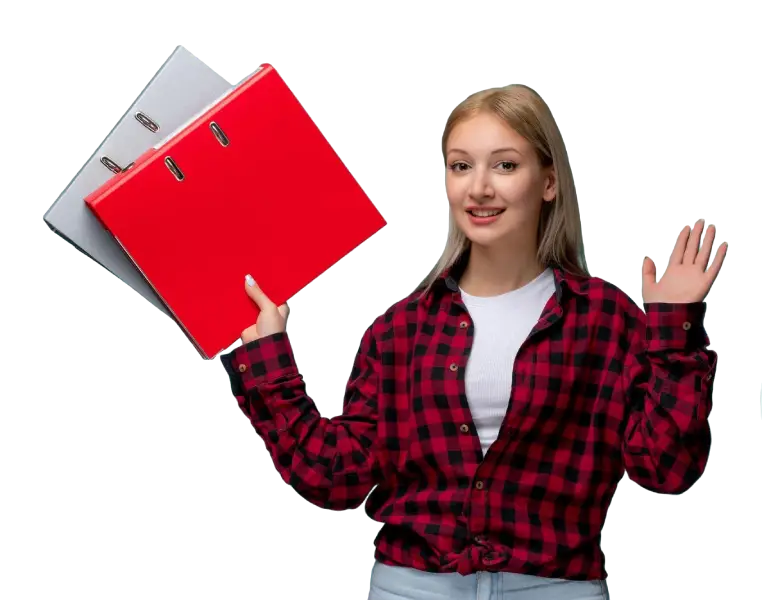 woman with binder notebook